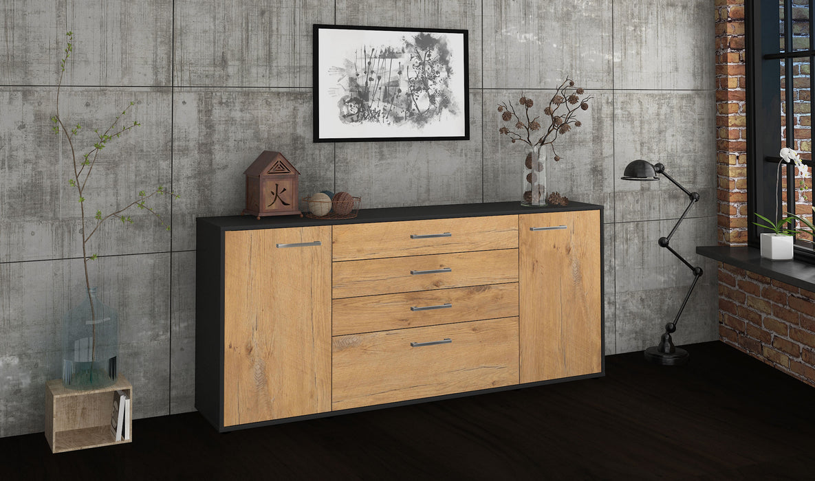 Sideboard Eleni, Eiche Seite (180x79x35cm) - Stil.Zeit Möbel GmbH