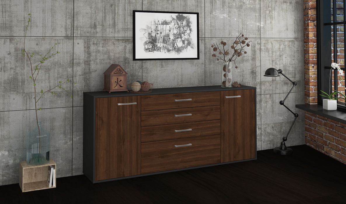 Sideboard Eleni, Walnuss Seite (180x79x35cm) - Stil.Zeit Möbel GmbH