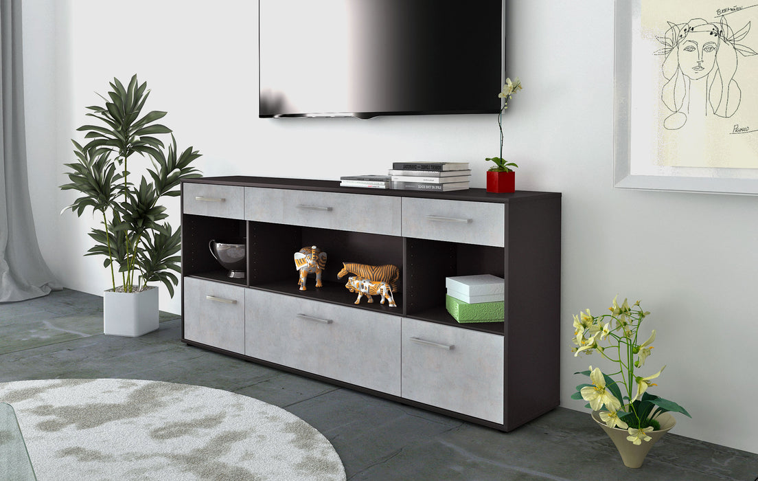 Sideboard Fabiana, Beton Seite (180x79x35cm) - Stil.Zeit Möbel GmbH