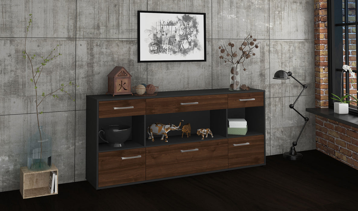 Sideboard Fabiana, Walnuss Seite (180x79x35cm) - Stil.Zeit Möbel GmbH