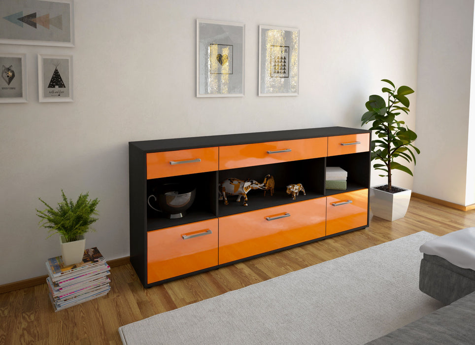 Sideboard Fabiana, Orange Seite (180x79x35cm) - Stil.Zeit Möbel GmbH