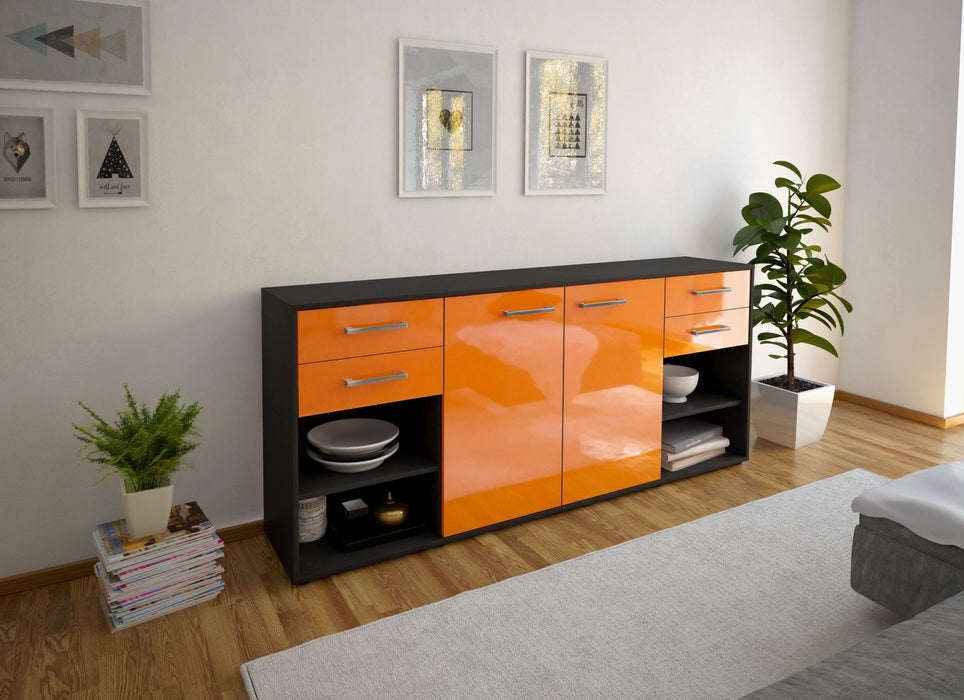 Sideboard Franka, Orange Seite (180x79x35cm) - Stil.Zeit Möbel GmbH
