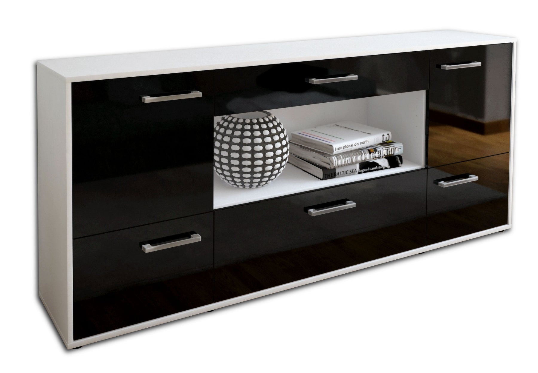 Sideboard Elodie, Schwarz Studio (180x79x35cm) - Stil.Zeit Möbel GmbH