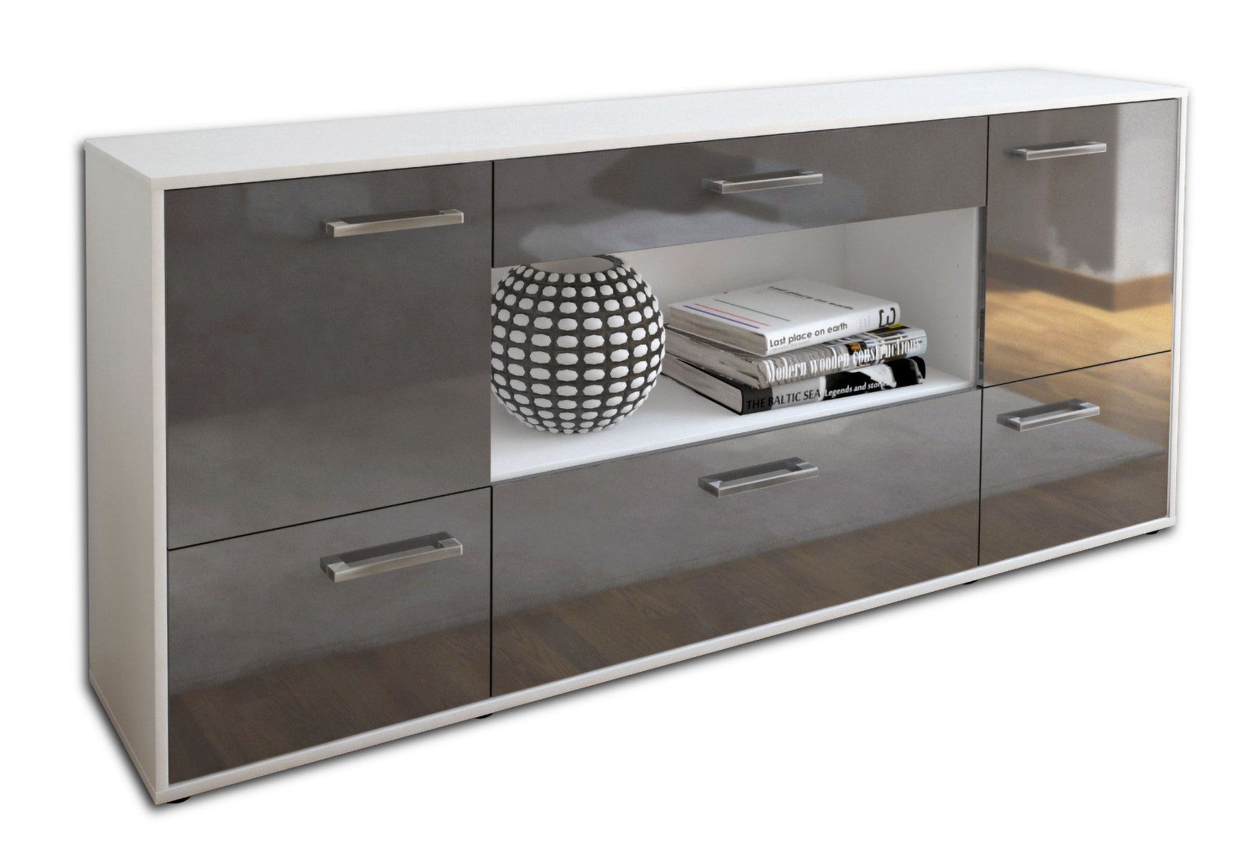 Sideboard Elodie, Grau Studio (180x79x35cm) - Stil.Zeit Möbel GmbH