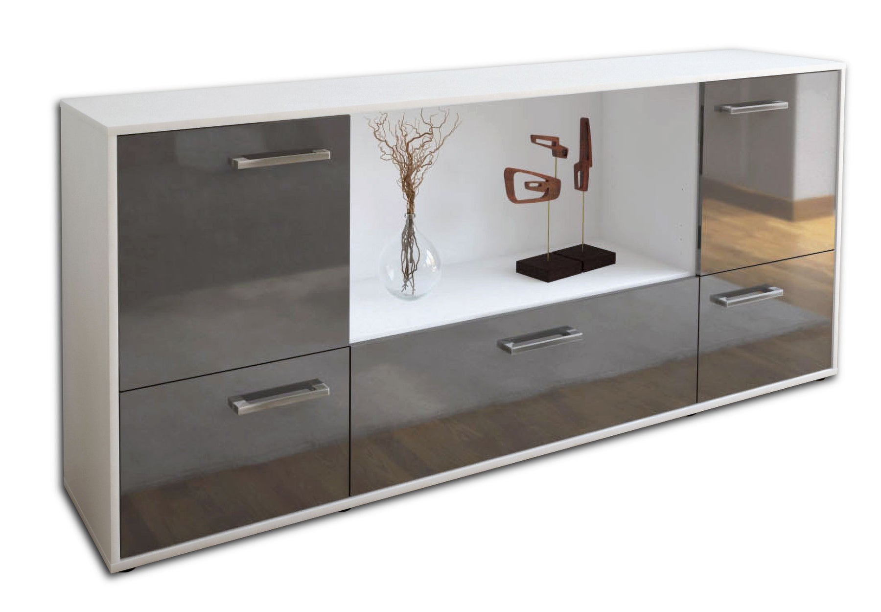 Sideboard Elvezia, Grau Studio (180x79x35cm) - Stil.Zeit Möbel GmbH