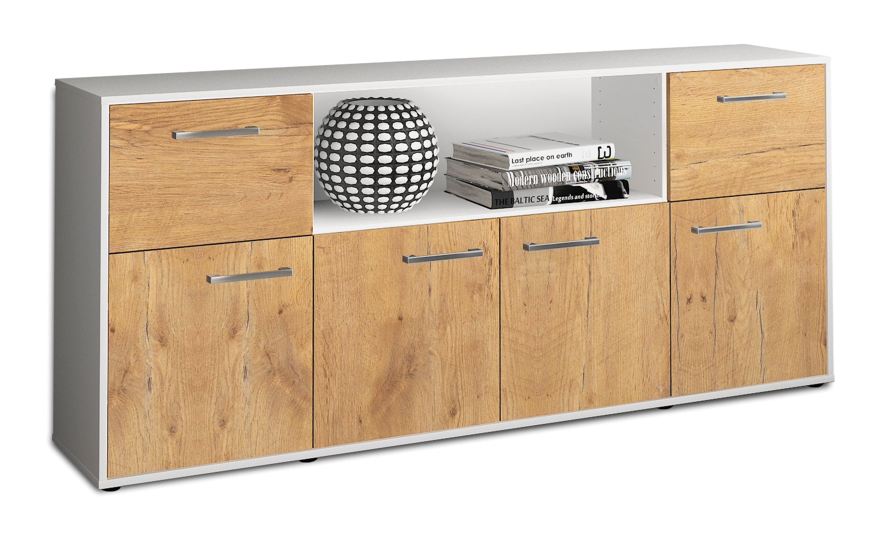 Sideboard Ermentrude, Eiche Studio (180x79x35cm) - Stil.Zeit Möbel GmbH