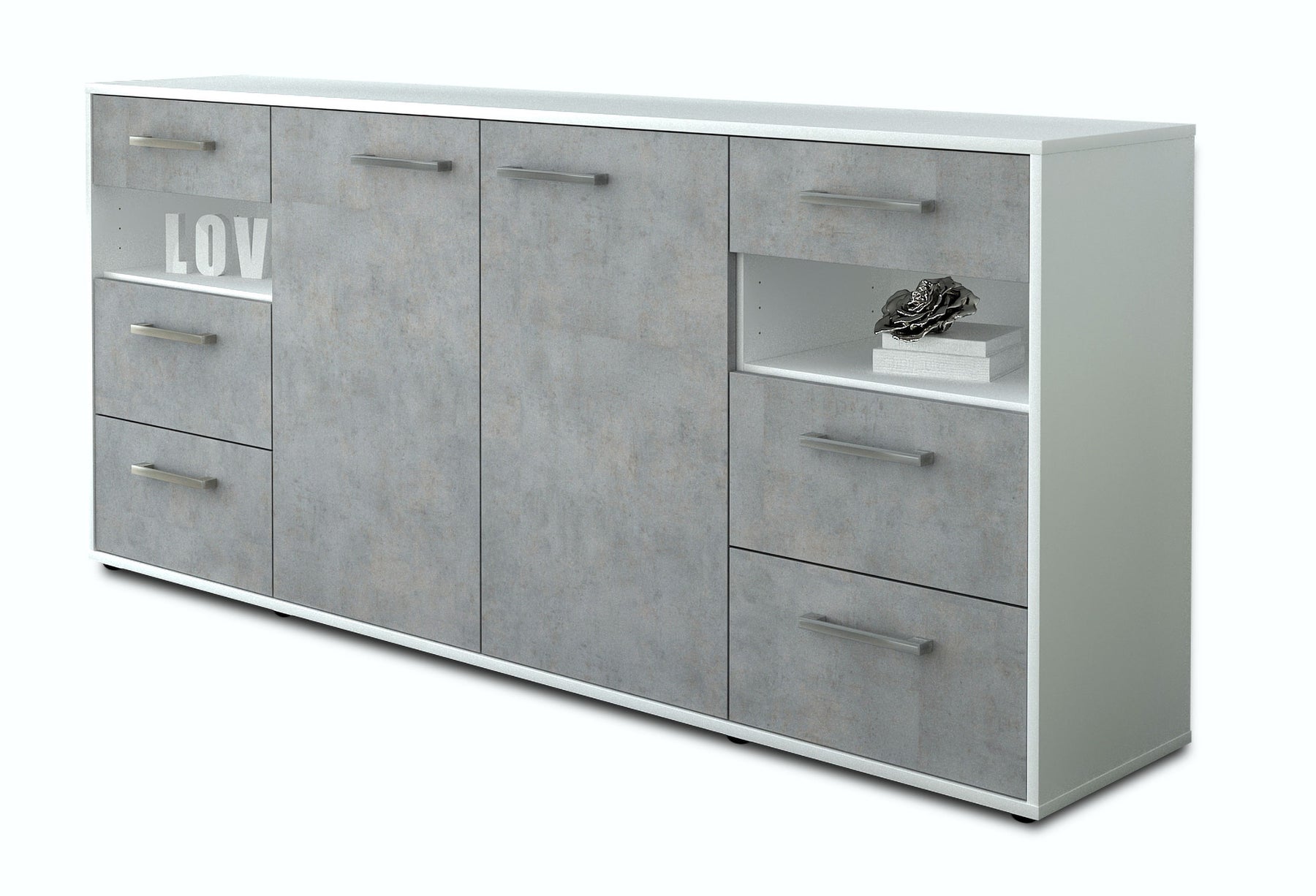 Sideboard Francesca, Beton Studio (180x79x35cm) - Stil.Zeit Möbel GmbH