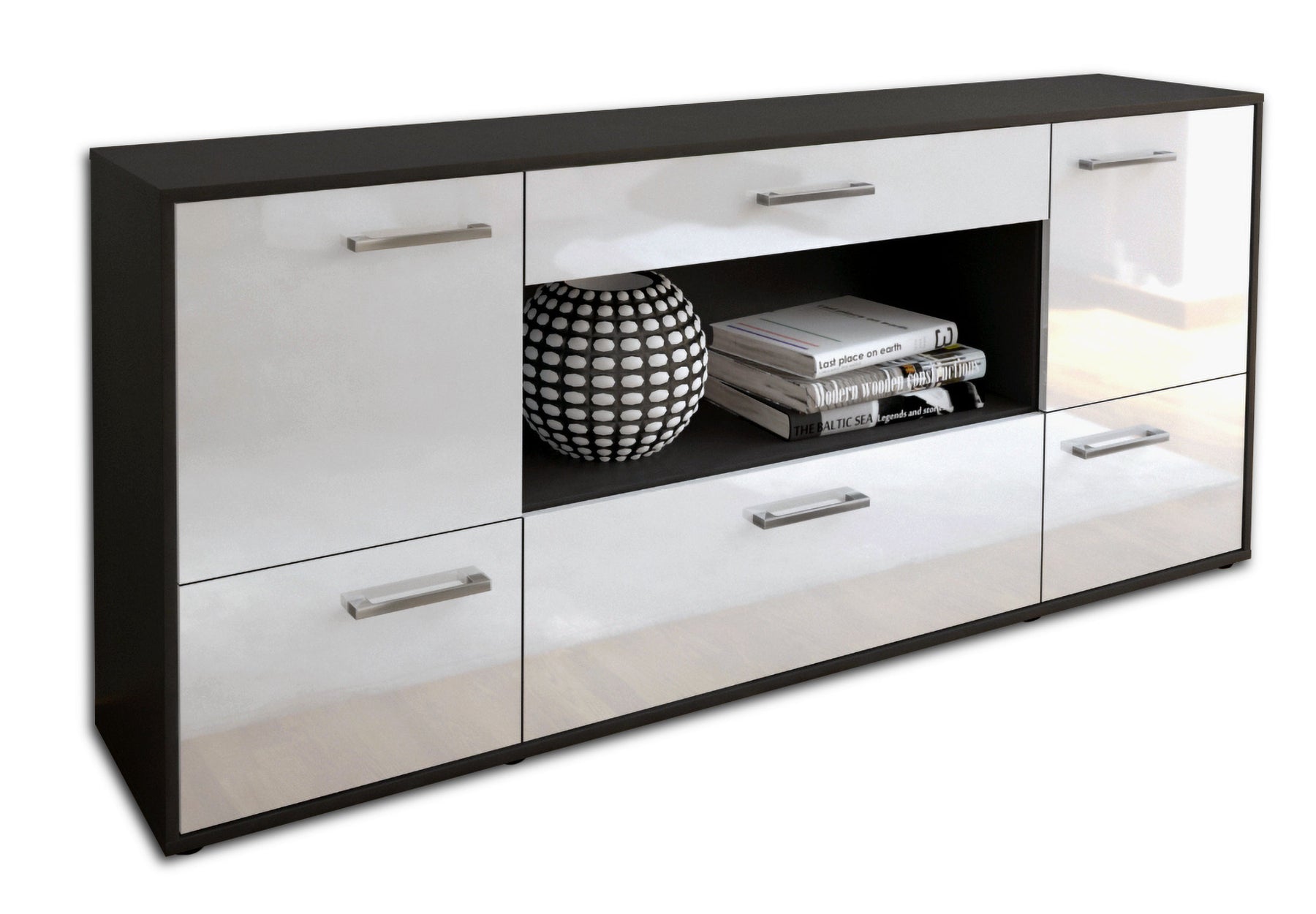 Sideboard Elodie, Weiß Studio (180x79x35cm) - Stil.Zeit Möbel GmbH