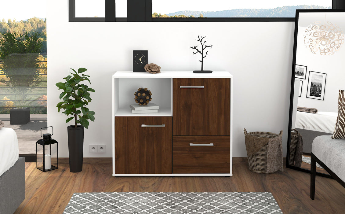 Sideboard Carina, Walnuss Front (92x79x35cm) - Stil.Zeit Möbel GmbH