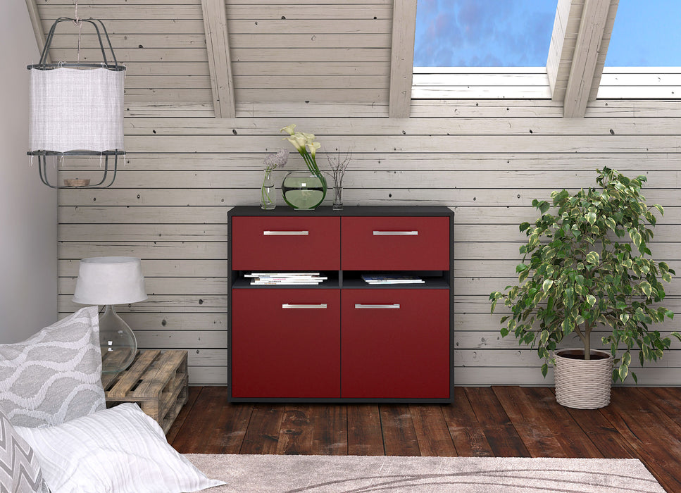 Sideboard Brunilde, Rot Front (92x79x35cm) - Stil.Zeit Möbel GmbH