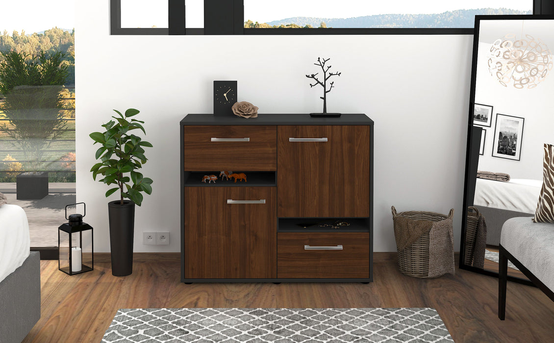 Sideboard Carlotta, Walnuss Front (92x79x35cm) - Stil.Zeit Möbel GmbH