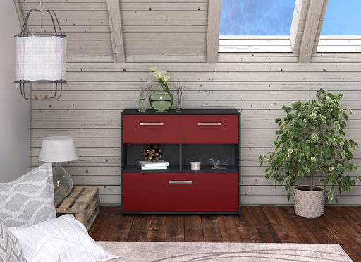 Sideboard Cosima, Rot Front (92x79x35cm) - Stil.Zeit Möbel GmbH