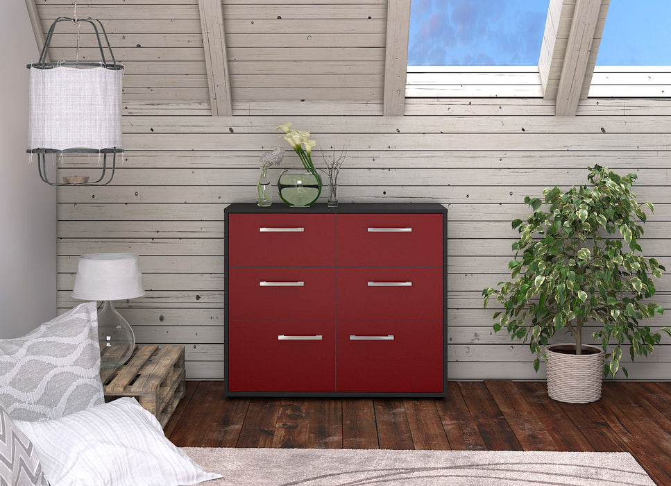 Sideboard Dalida, Rot Front (92x79x35cm) - Stil.Zeit Möbel GmbH