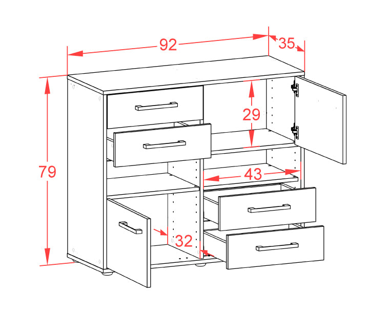 Sideboard Claudia, Rost Maß ( 92x79x35cm) - Stil.Zeit Möbel GmbH