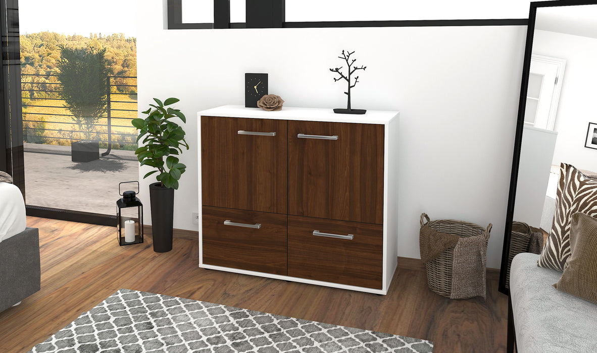 Sideboard Cara, Walnuss Seite ( 92x79x35cm) - Stil.Zeit Möbel GmbH