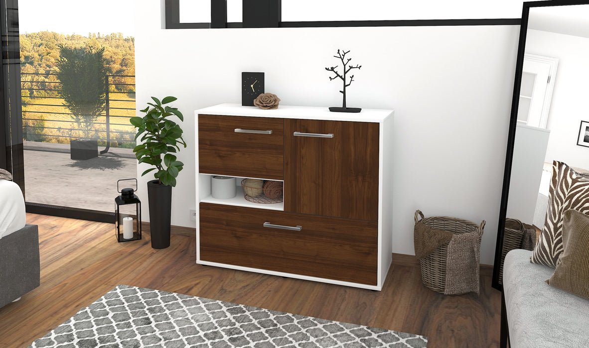 Sideboard Debora, Walnuss Seite ( 92x79x35cm) - Stil.Zeit Möbel GmbH