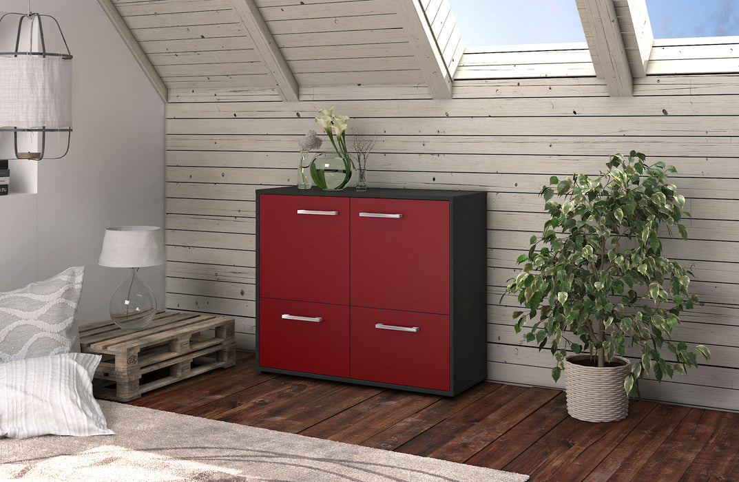 Sideboard Cara, Rot Seite ( 92x79x35cm) - Stil.Zeit Möbel GmbH