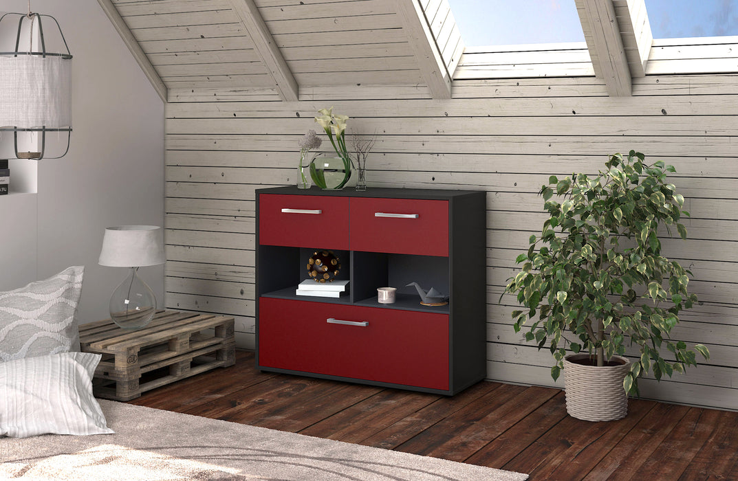 Sideboard Cosima, Rot Seite ( 92x79x35cm) - Stil.Zeit Möbel GmbH