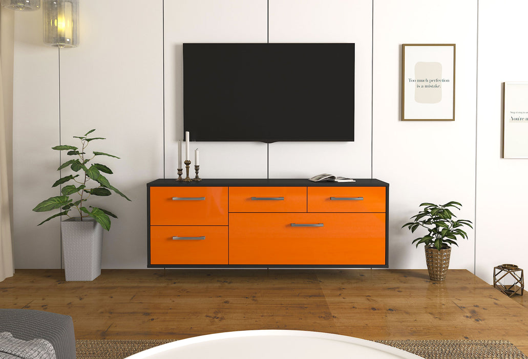 Lowboard Fresno, Orange Front (136x49x35cm) - Dekati GmbH