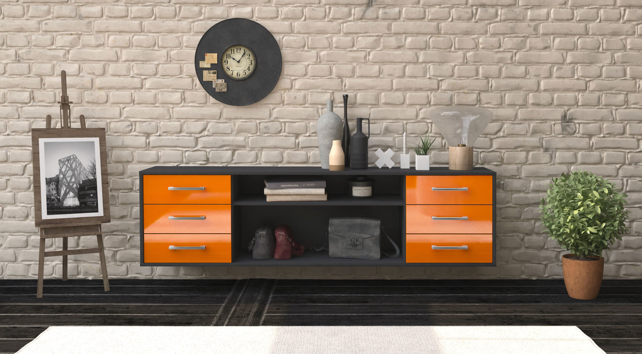 Lowboard Norfolk, Orange Front (180x49x35cm) - Dekati GmbH