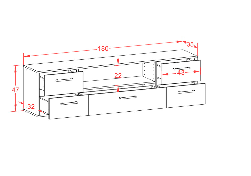 Lowboard Buffalo, Rost Maß (180x49x35cm) - Dekati GmbH