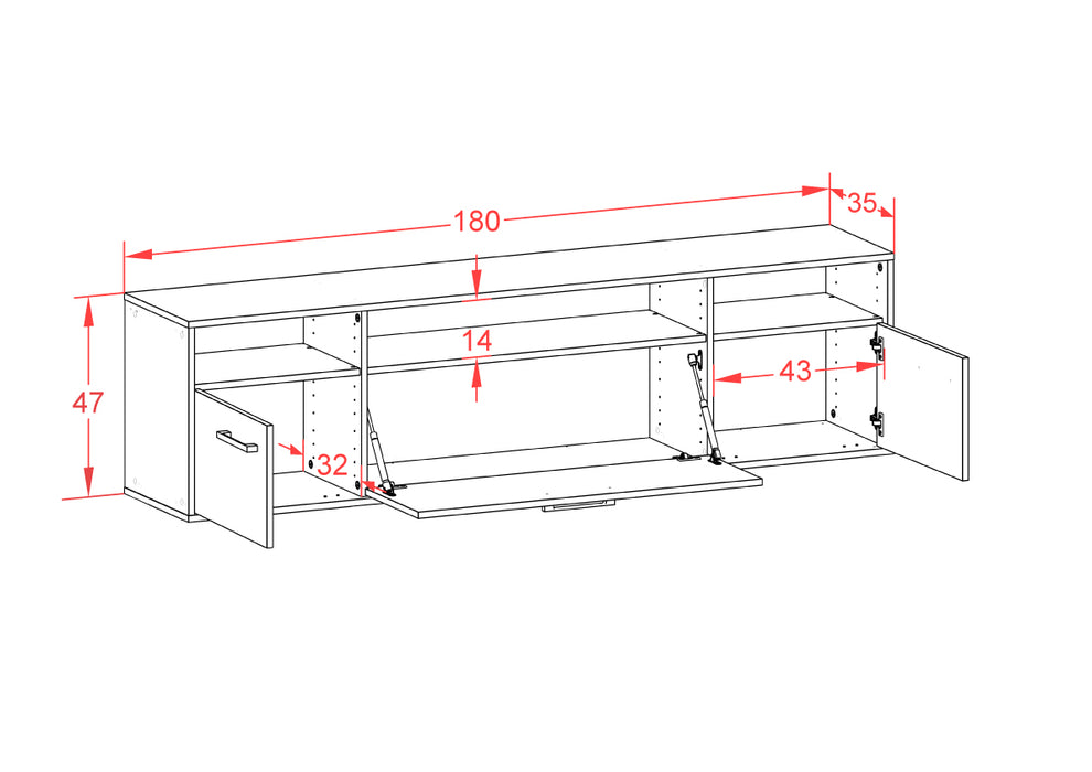 Lowboard Durham, Rost Maß (180x49x35cm) - Dekati GmbH