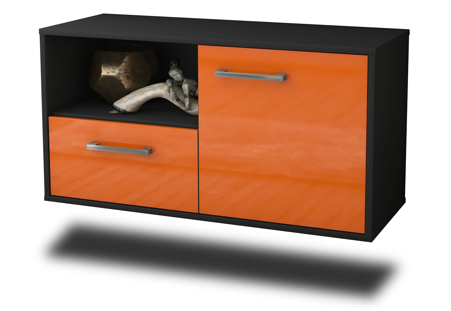 Lowboard hängend mit Griffen Phoenix, Orange Studio (92x49x35cm) - Stil.Zeit Möbel GmbH