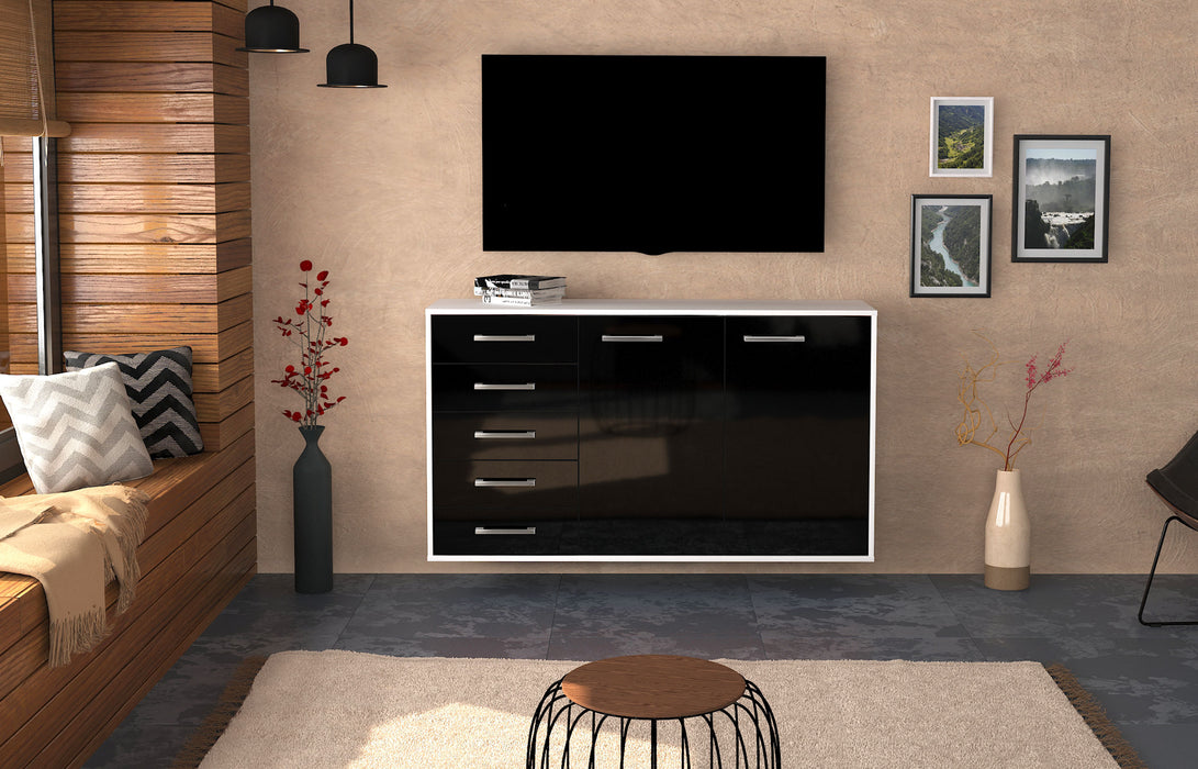 Sideboard Peoria, Schwarz Front (136x79x35cm) - Dekati GmbH