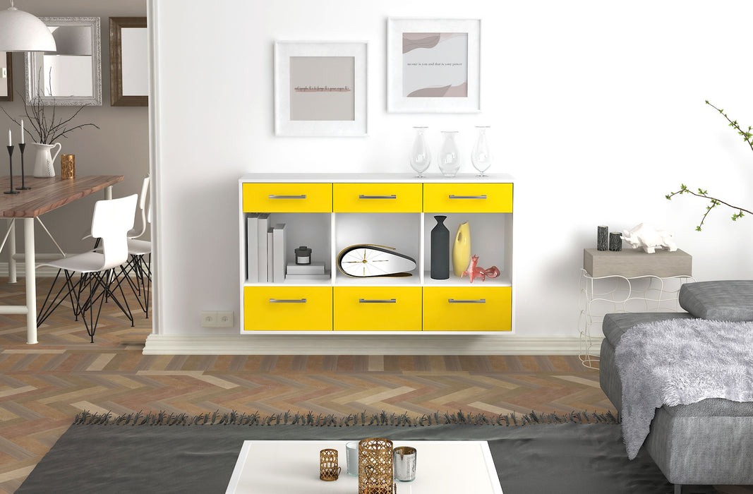 Sideboard Torrance, Gelb Front (136x79x35cm) - Dekati GmbH