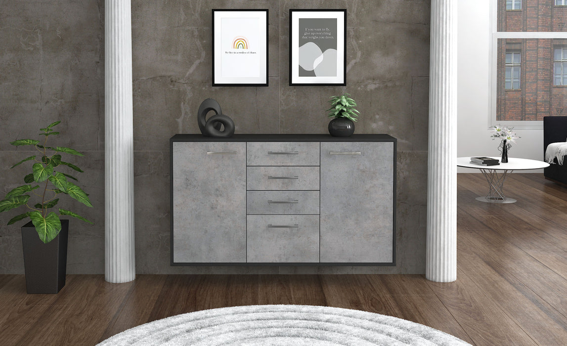 Sideboard Sioux Falls, Beton Front (136x79x35cm) - Stil.Zeit Möbel GmbH