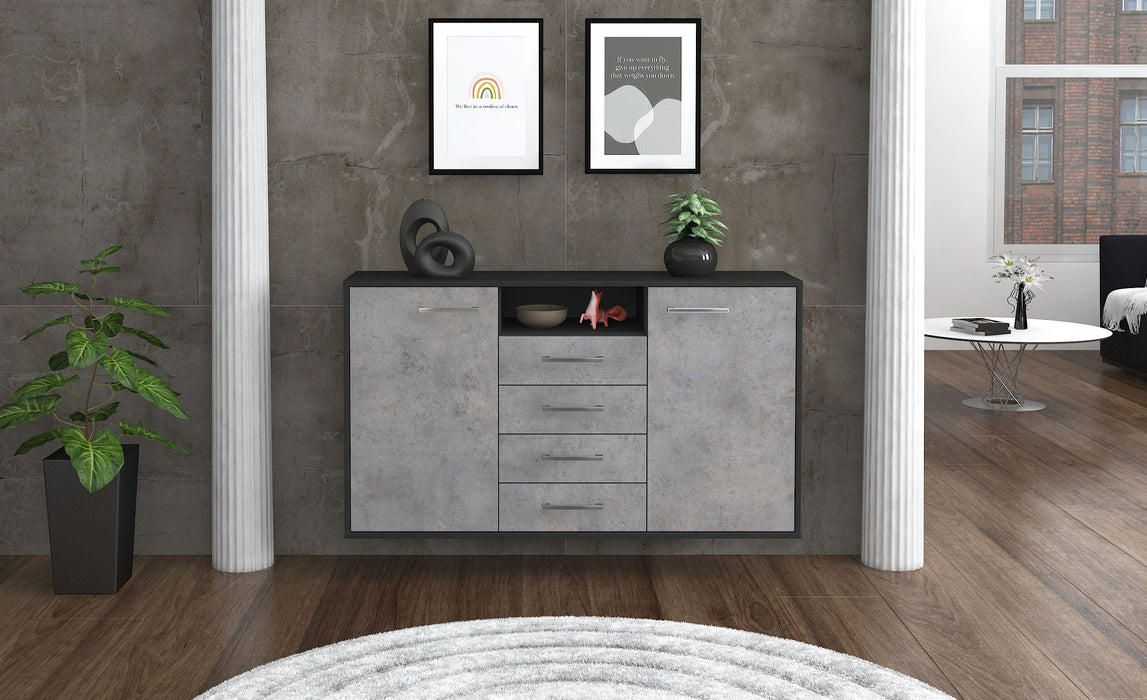 Sideboard Eugene, Beton Front (136x79x35cm) - Stil.Zeit Möbel GmbH