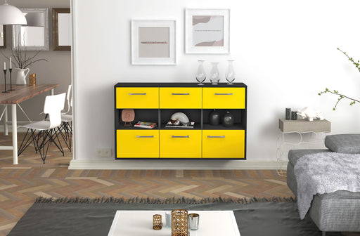 Sideboard Paterson, Gelb Front (136x79x35cm) - Stil.Zeit Möbel GmbH