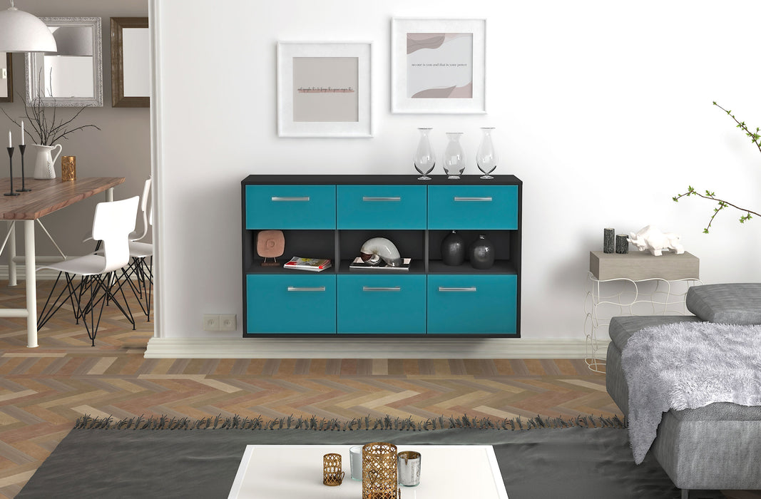 Sideboard Paterson, Tuerkis Front (136x79x35cm) - Stil.Zeit Möbel GmbH