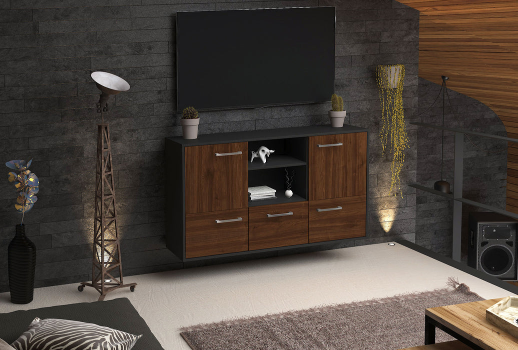 Sideboard Grand Prairie, Walnuss Seite (136x79x35cm) - Stil.Zeit Möbel GmbH