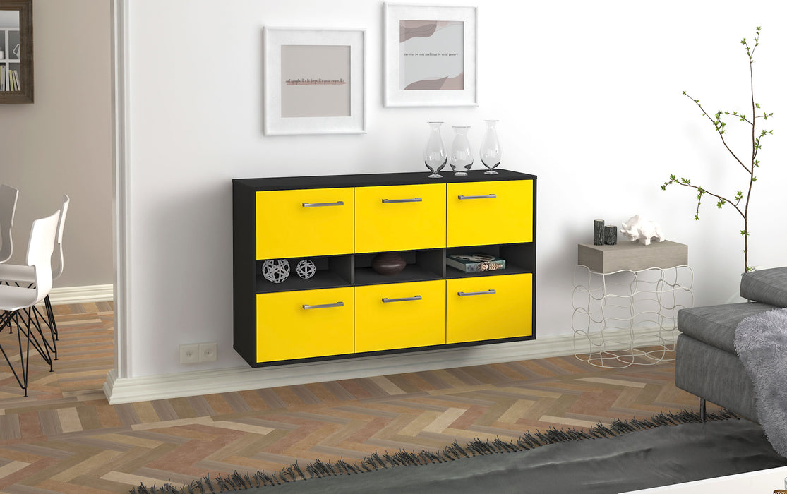 Sideboard Rockford, Gelb Seite (136x79x35cm) - Stil.Zeit Möbel GmbH