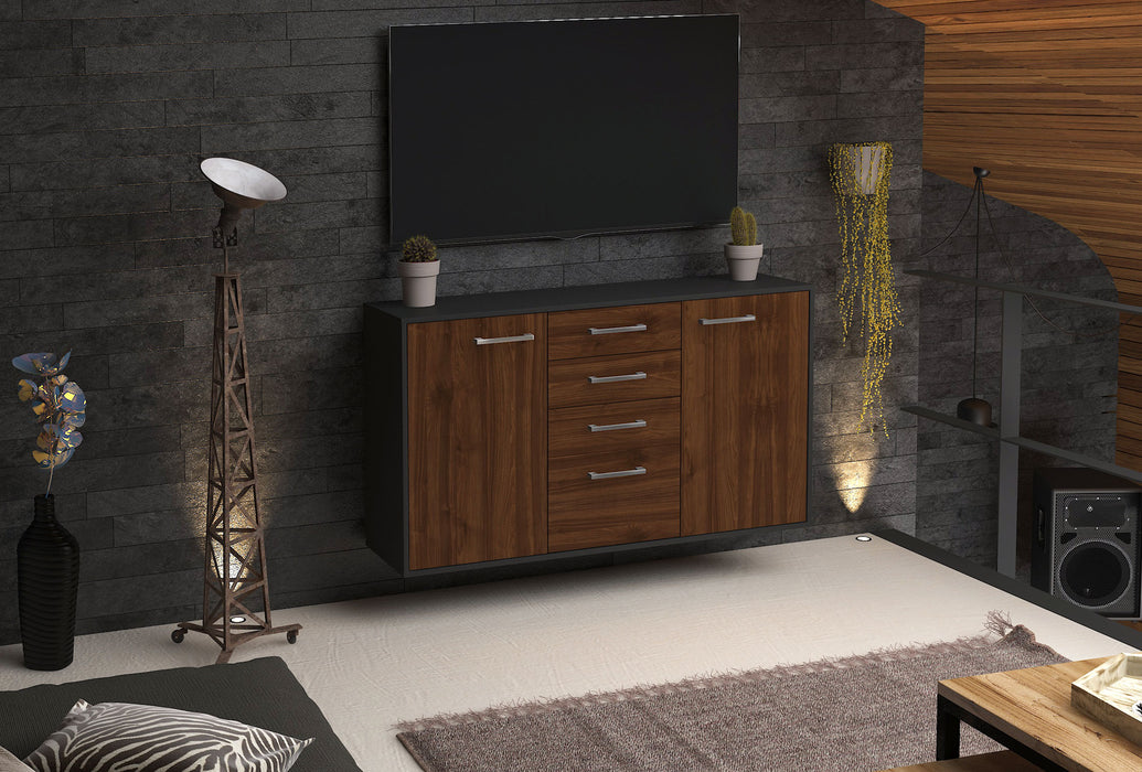 Sideboard Sioux Falls, Walnuss Seite (136x79x35cm) - Stil.Zeit Möbel GmbH