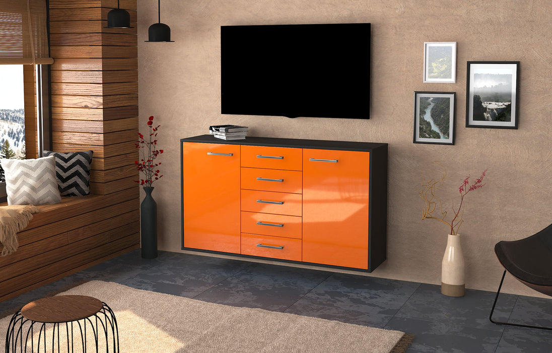 Sideboard Pembroke Pines, Orange Seite (136x79x35cm) - Stil.Zeit Möbel GmbH
