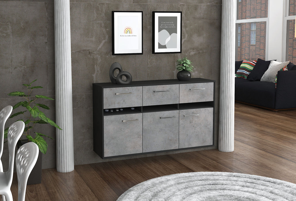 Sideboard Joliet, Beton Seite (136x79x35cm) - Stil.Zeit Möbel GmbH