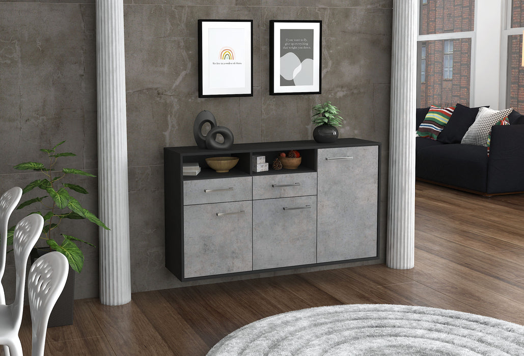 Sideboard Hollywood, Beton Seite (136x79x35cm) - Stil.Zeit Möbel GmbH