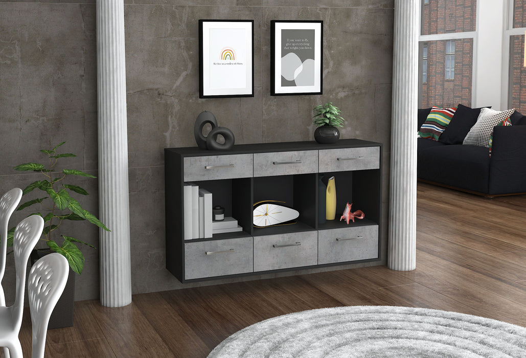 Sideboard Torrance, Beton Seite (136x79x35cm) - Stil.Zeit Möbel GmbH