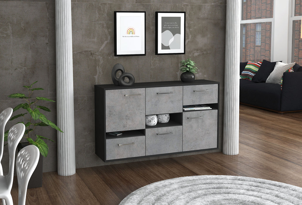 Sideboard Hayward, Beton Seite (136x79x35cm) - Stil.Zeit Möbel GmbH