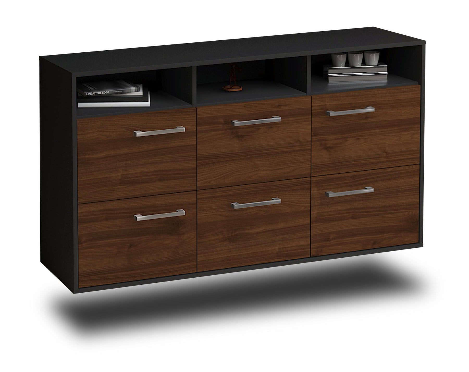 Sideboard Cape Coral, Walnuss Studio (136x79x35cm) - Stil.Zeit Möbel GmbH