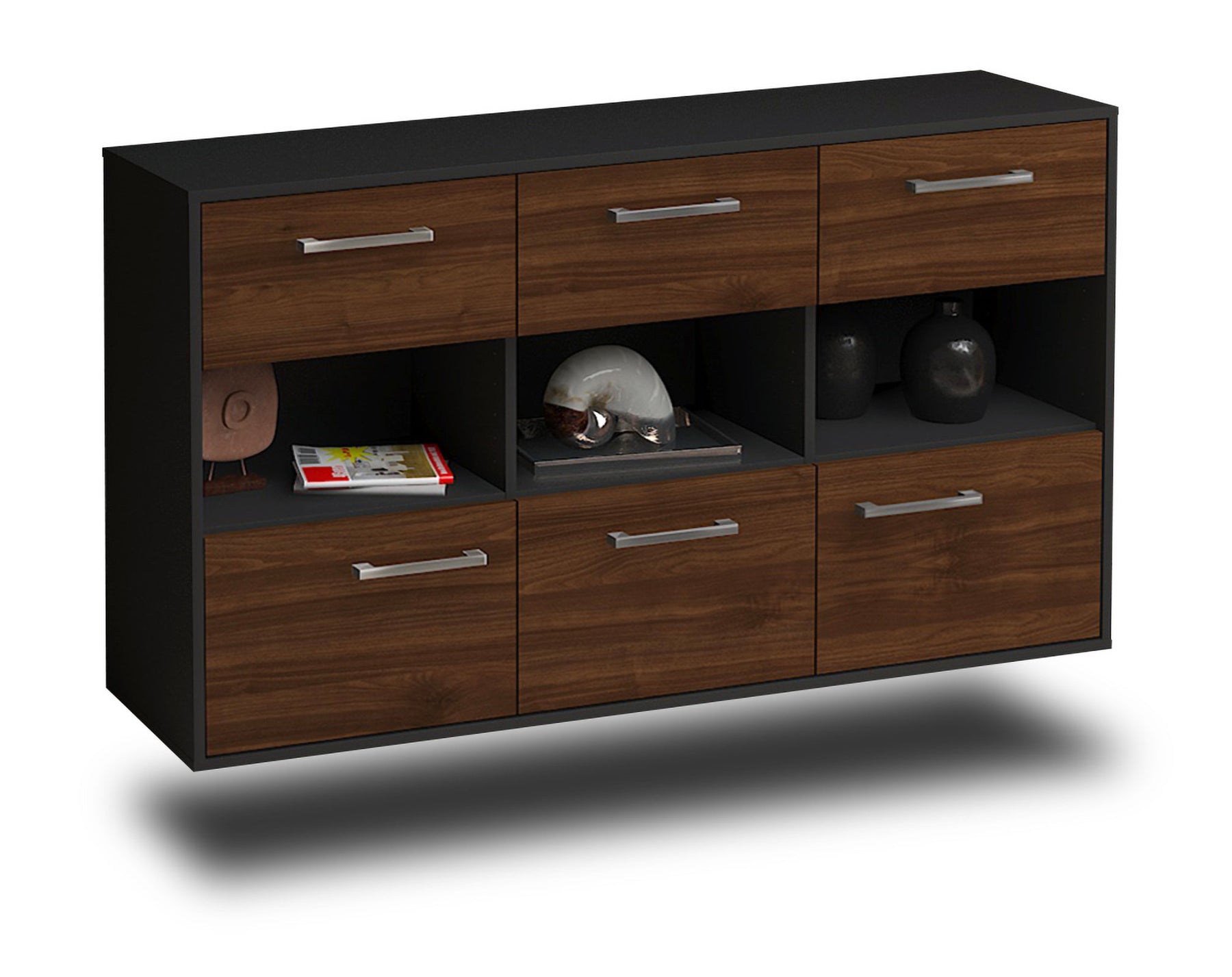 Sideboard Paterson, Walnuss Studio (136x79x35cm) - Stil.Zeit Möbel GmbH