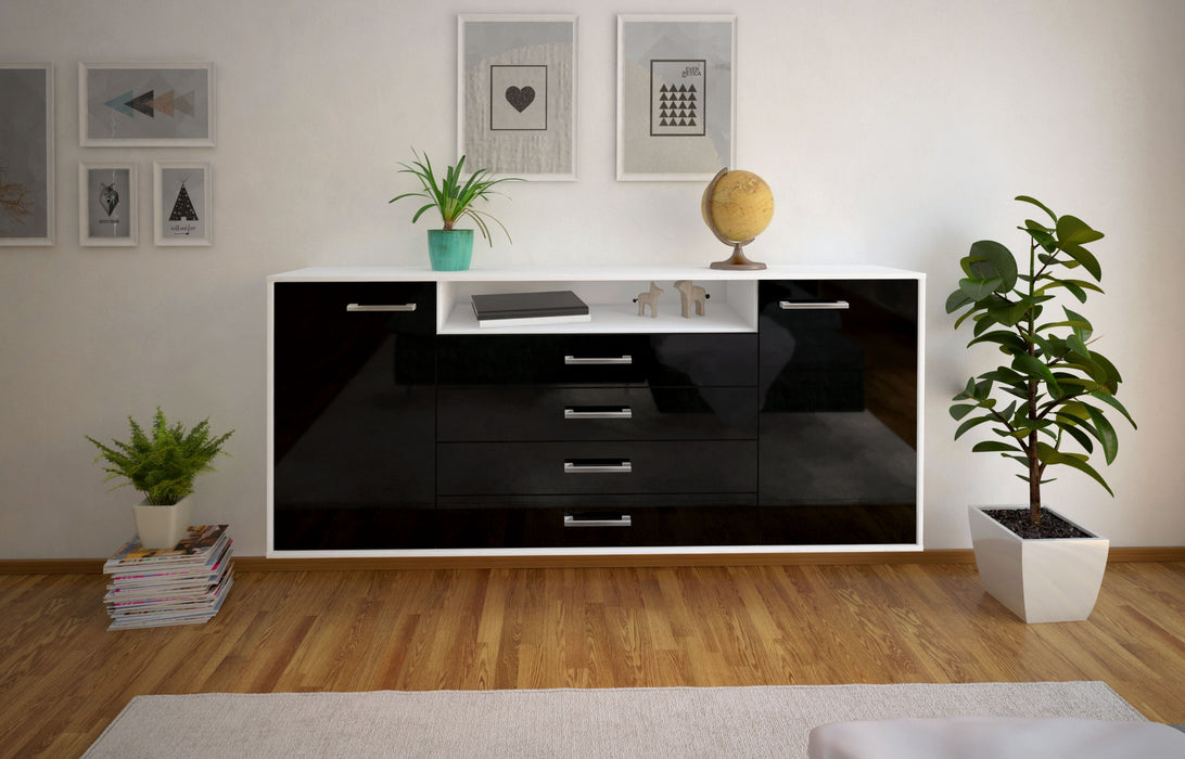 Sideboard New Haven, Schwarz Front (180x79x35cm) - Dekati GmbH