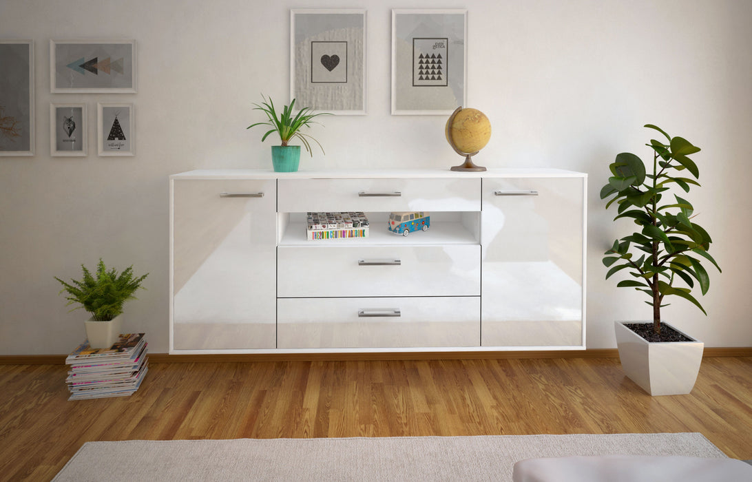 Sideboard Vallejo, Weiß Front (180x79x35cm) - Dekati GmbH