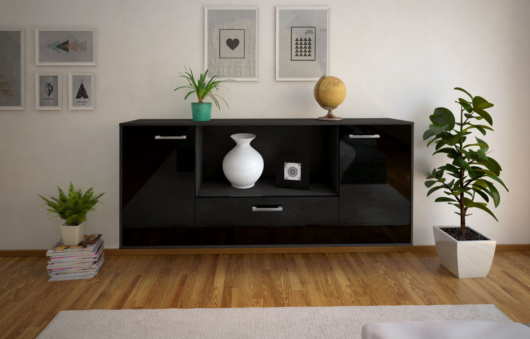 Sideboard Fort Collins, Schwarz Front (180x79x35cm) - Stil.Zeit Möbel GmbH