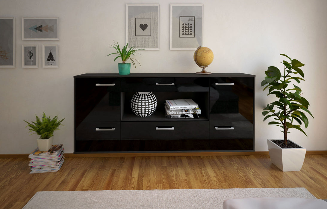 Sideboard East Los Angeles, Schwarz Front (180x79x35cm) - Stil.Zeit Möbel GmbH