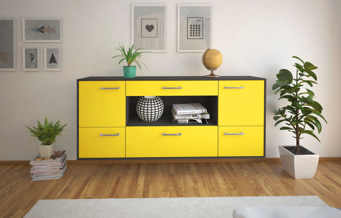 Sideboard East Los Angeles, Gelb Front (180x79x35cm) - Stil.Zeit Möbel GmbH