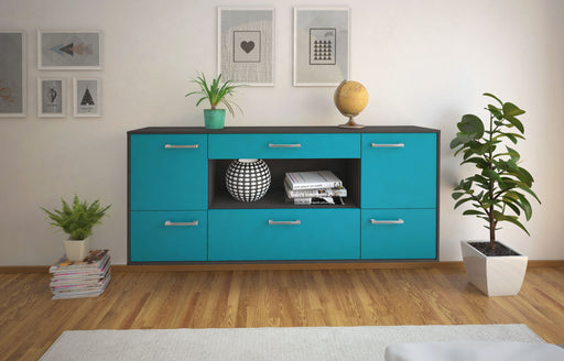 Sideboard East Los Angeles, Tuerkis Front (180x79x35cm) - Stil.Zeit Möbel GmbH