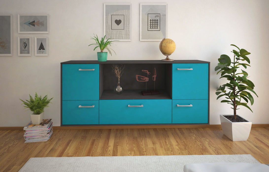 Sideboard Sunnyvale, Tuerkis Front (180x79x35cm) - Stil.Zeit Möbel GmbH